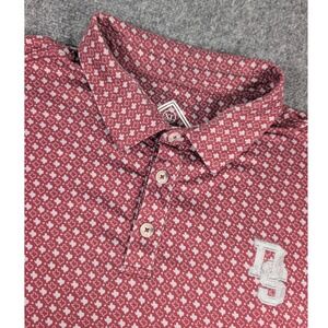 Burlebo Polo Shirt Mens XL Maroon Texas Print Performance Short Sleeve w/Logo